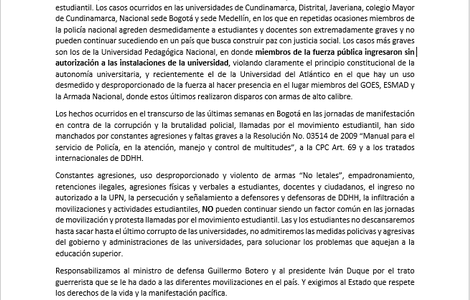 colombia comunicato